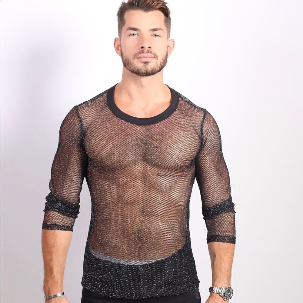 🔥🔥 Men's mesh Shimmer night life long sleeve 🔥